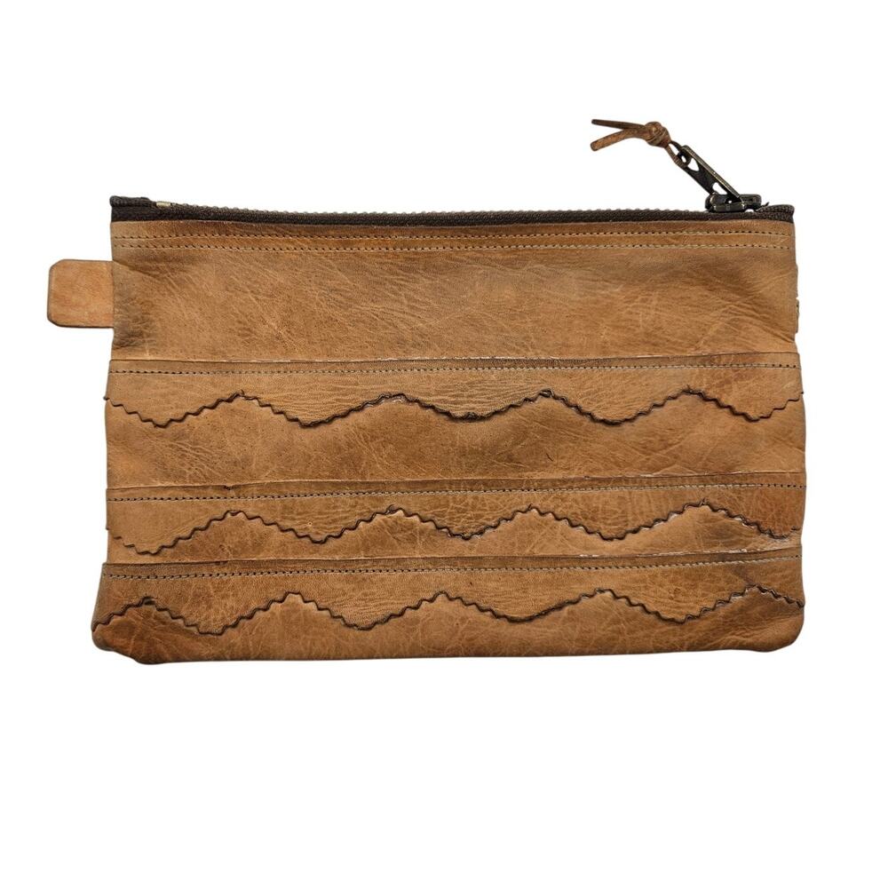 Women's Leather Wristlet Clutch Wallet Makeup Glasses Bag Small Zip Pouch